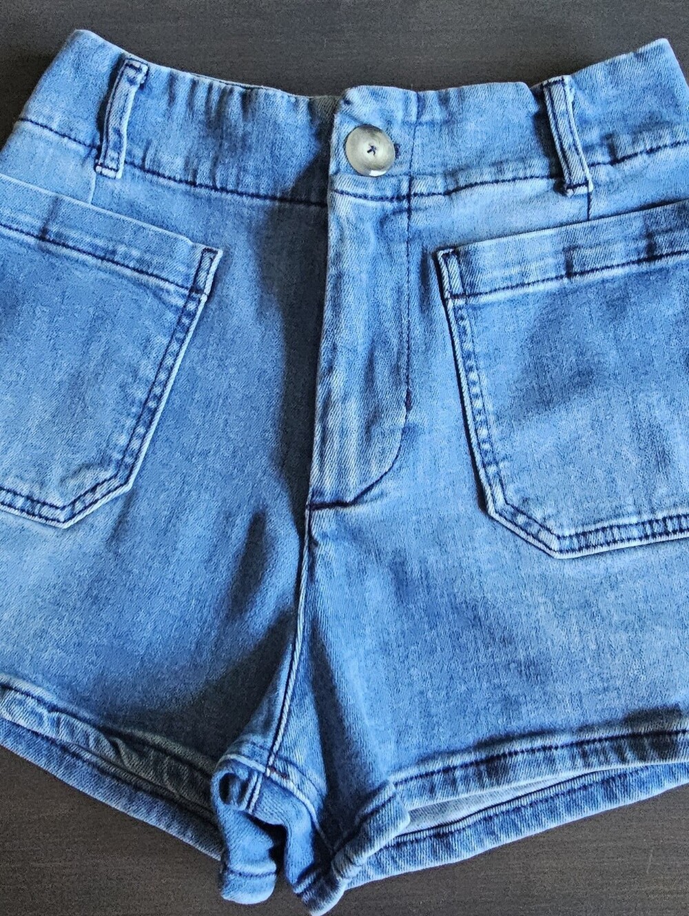 Maeve Light Blue High-Rise Denim Shorts